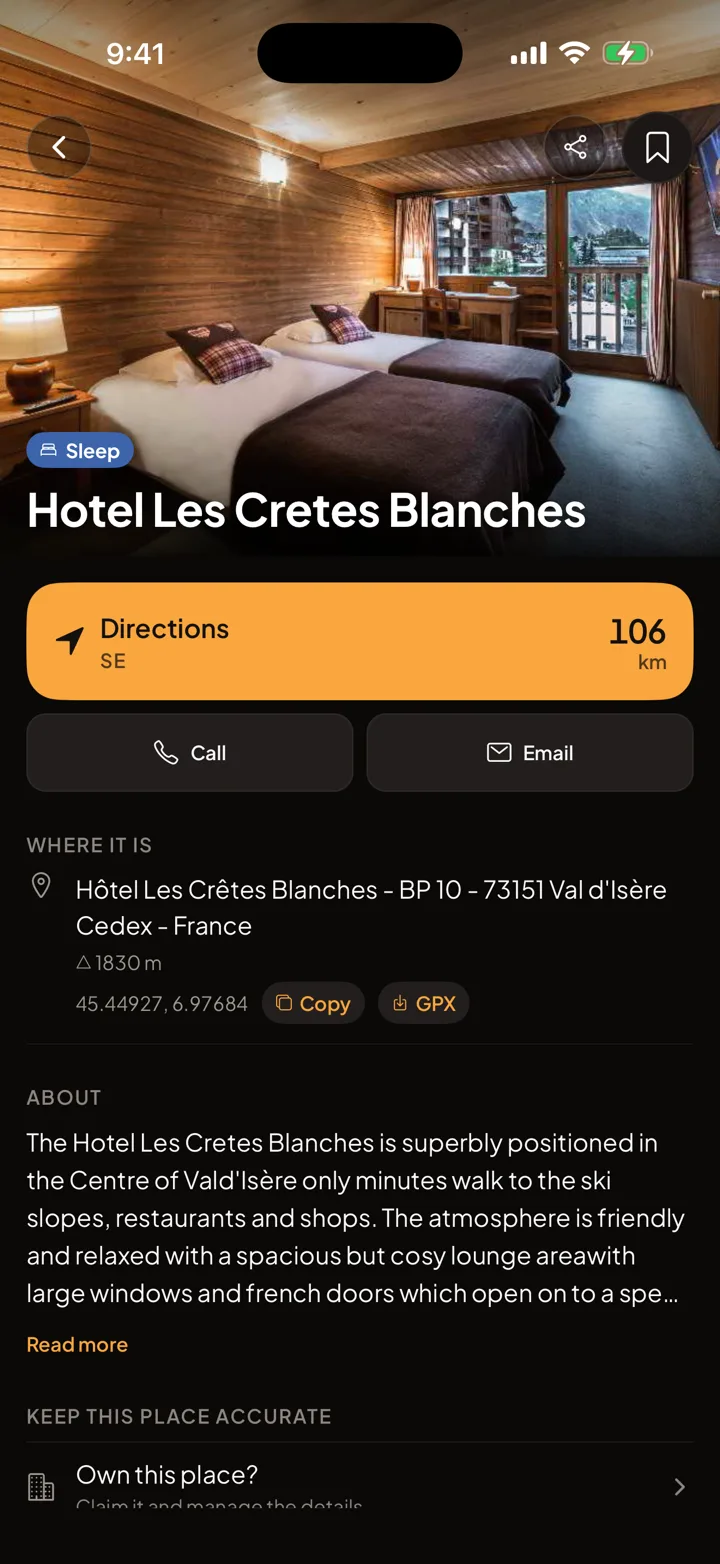 Motonest nest detail: Hotel Les Cretes Blanches