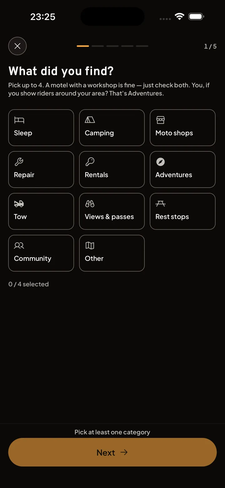 Suggesting a new place in the Motonest app