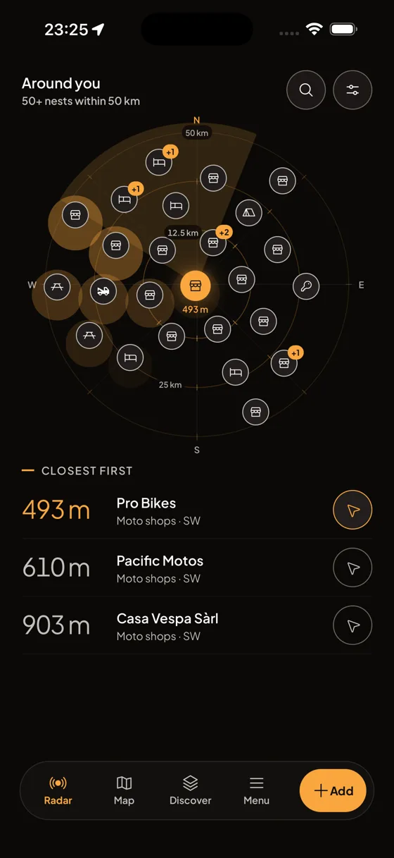 The Radar: what's around you, right now.