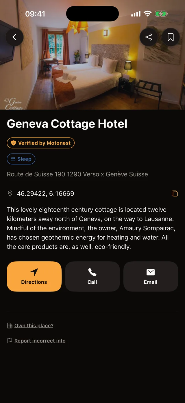 Motonest place detail screen